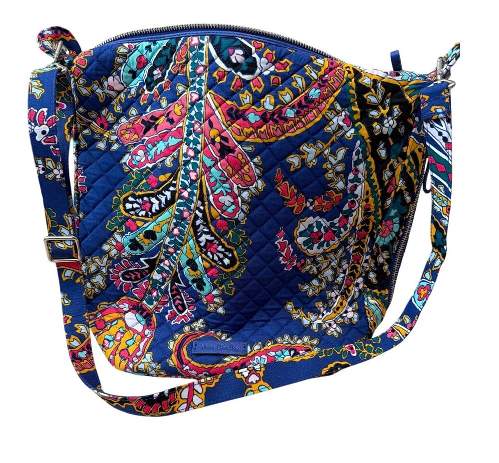 Vera Bradley Iconic Hipster Romantic Paisley Crossbody Purse Royal Blue Shoulder